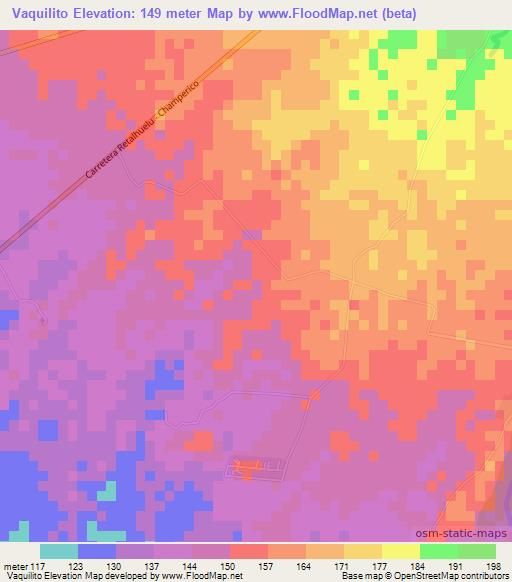 Vaquilito,Guatemala Elevation Map