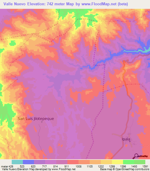 Valle Nuevo,Guatemala Elevation Map