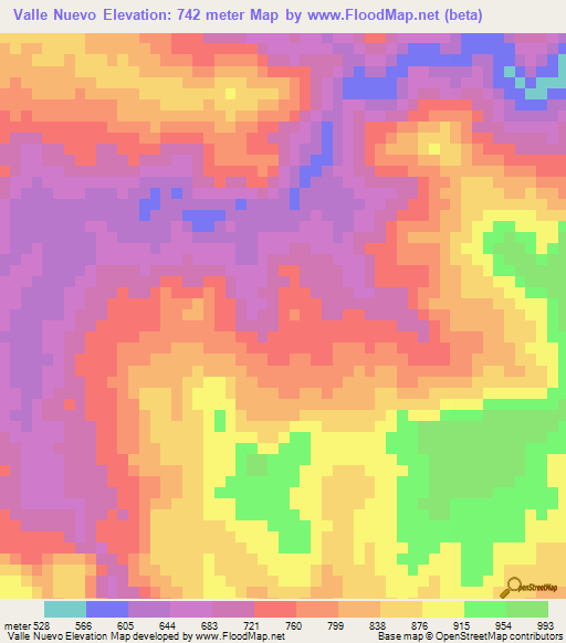 Valle Nuevo,Guatemala Elevation Map