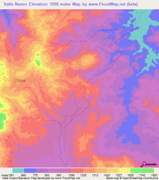 Valle Nuevo,Guatemala Elevation Map