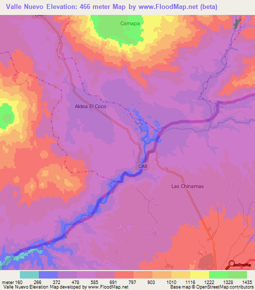 Valle Nuevo,Guatemala Elevation Map