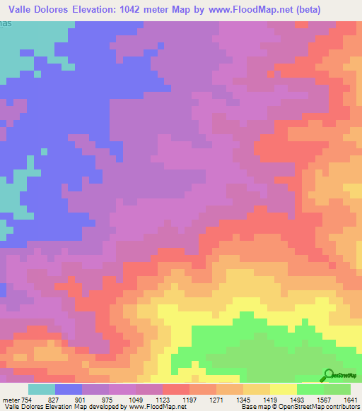 Valle Dolores,Guatemala Elevation Map