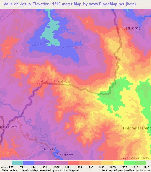 Valle de Jesus,Guatemala Elevation Map