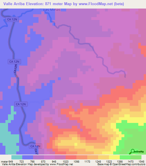 Valle Arriba,Guatemala Elevation Map