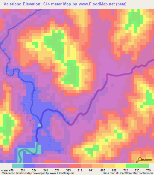 Valeriano,Guatemala Elevation Map