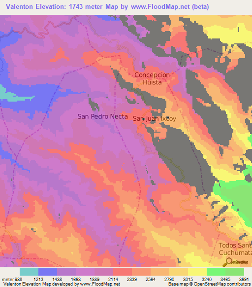 Valenton,Guatemala Elevation Map