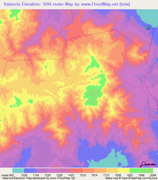 Valencia,Guatemala Elevation Map