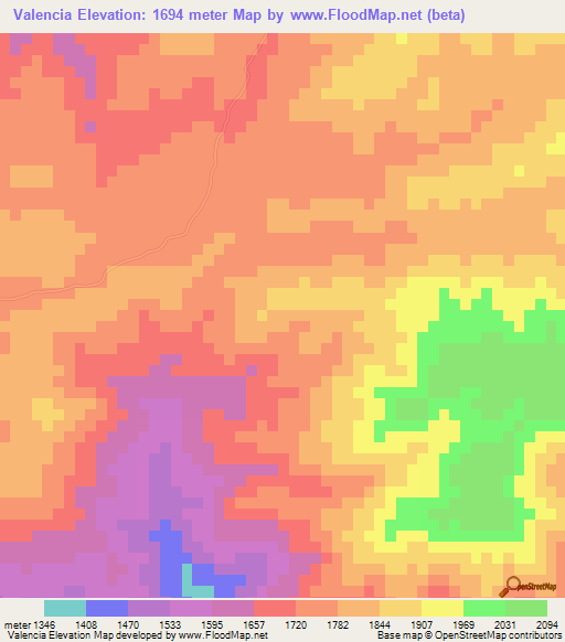 Valencia,Guatemala Elevation Map