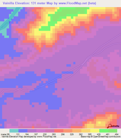 Vainilla,Guatemala Elevation Map