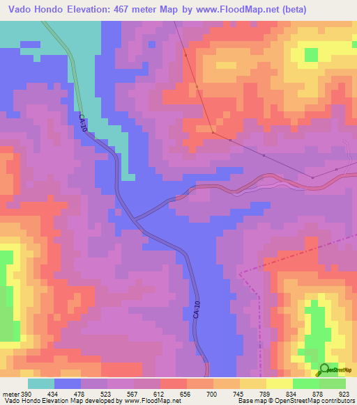 Vado Hondo,Guatemala Elevation Map