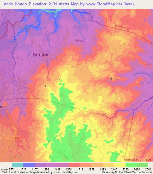 Vado Hondo,Guatemala Elevation Map