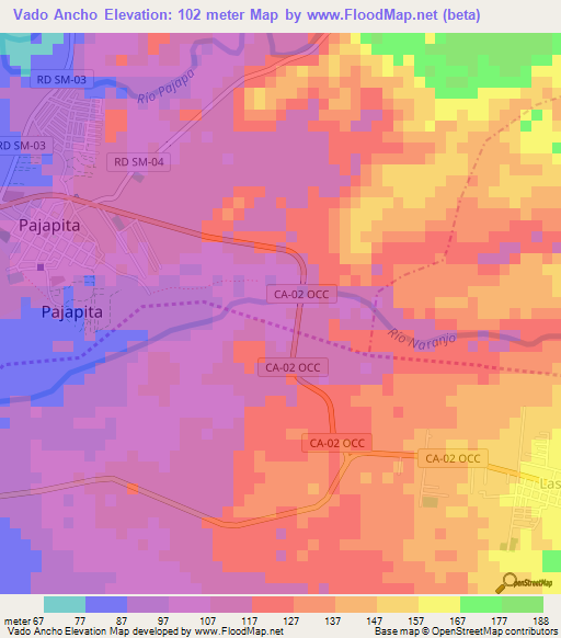 Vado Ancho,Guatemala Elevation Map