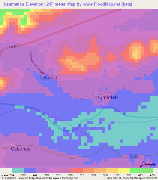 Usumatlan,Guatemala Elevation Map