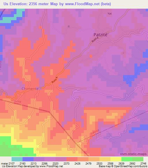 Us,Guatemala Elevation Map