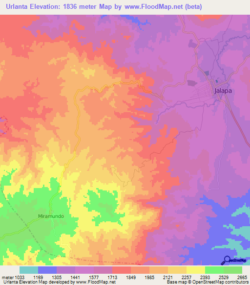 Urlanta,Guatemala Elevation Map