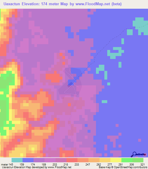 Uaxactun,Guatemala Elevation Map