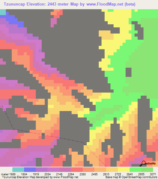 Tzununcap,Guatemala Elevation Map