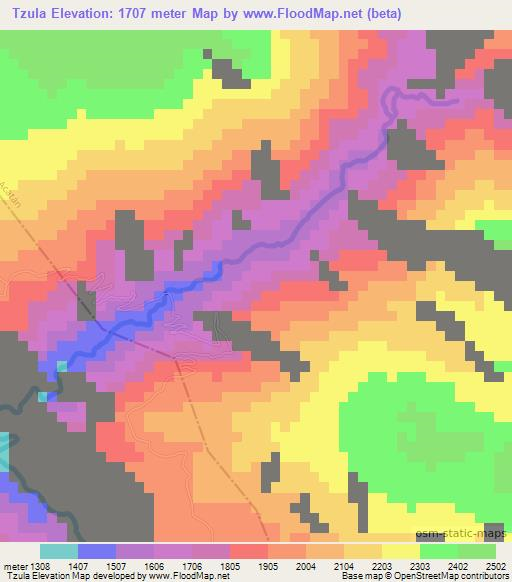 Tzula,Guatemala Elevation Map