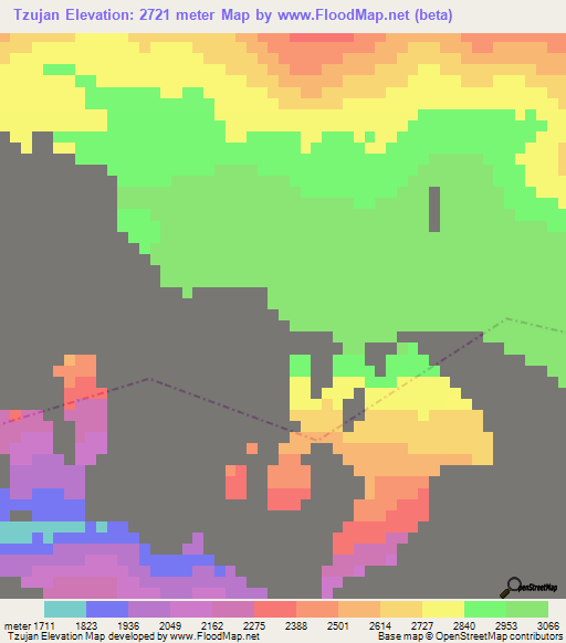 Tzujan,Guatemala Elevation Map