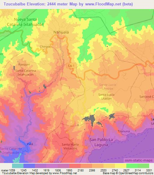 Tzucubalbe,Guatemala Elevation Map