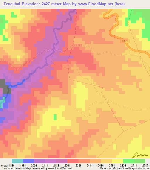 Tzucubal,Guatemala Elevation Map