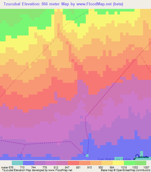 Tzucubal,Guatemala Elevation Map