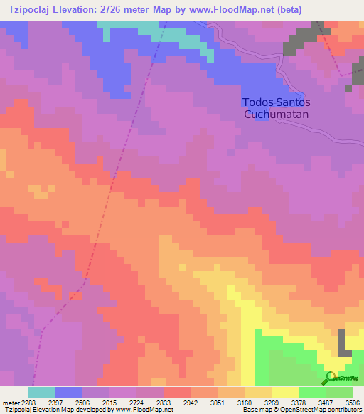 Tzipoclaj,Guatemala Elevation Map