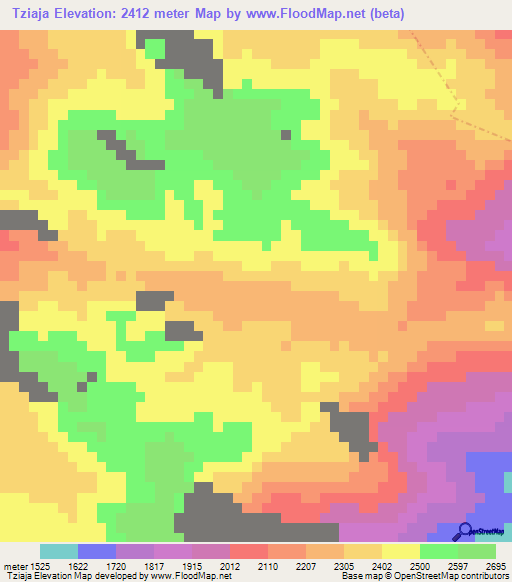 Tziaja,Guatemala Elevation Map