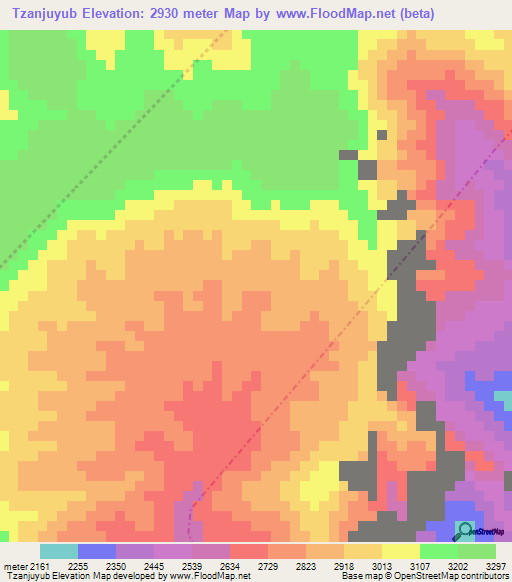 Tzanjuyub,Guatemala Elevation Map