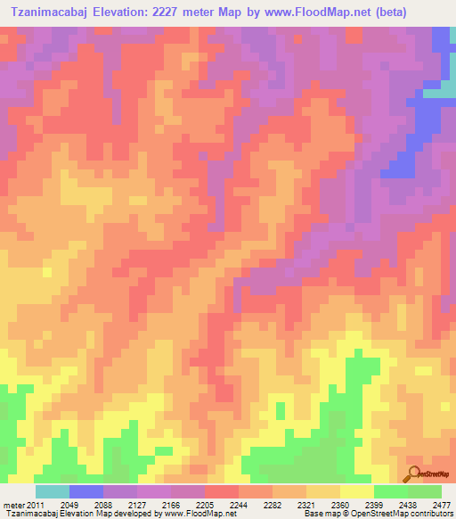 Tzanimacabaj,Guatemala Elevation Map