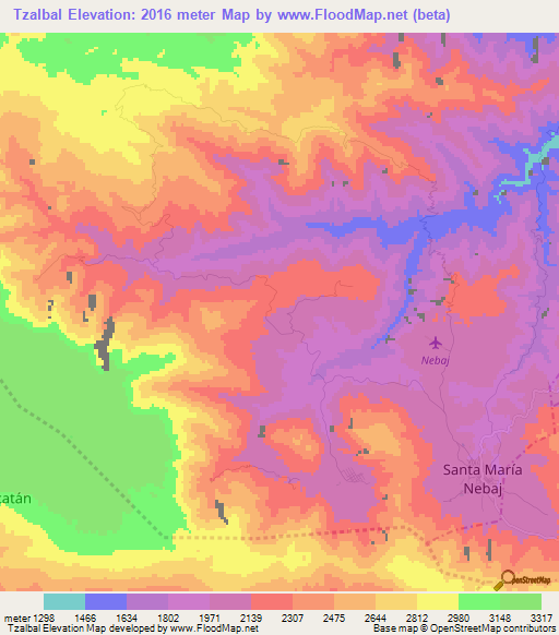 Tzalbal,Guatemala Elevation Map