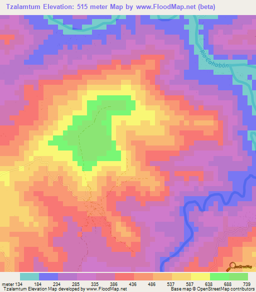 Tzalamtum,Guatemala Elevation Map