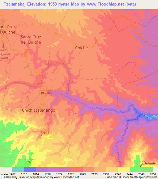 Tzalamabaj,Guatemala Elevation Map