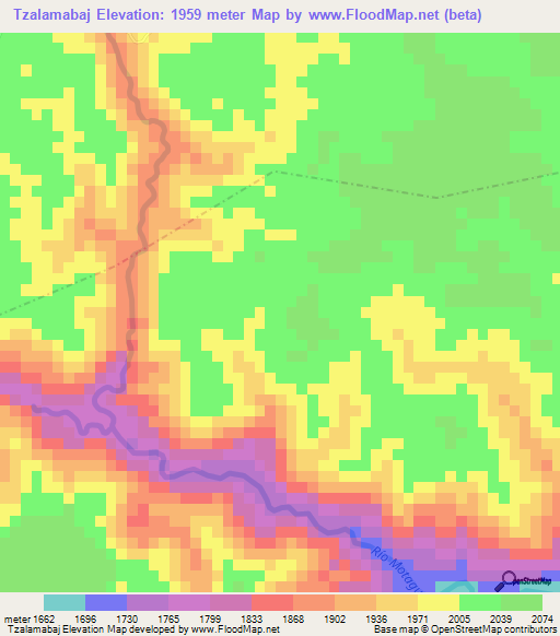 Tzalamabaj,Guatemala Elevation Map