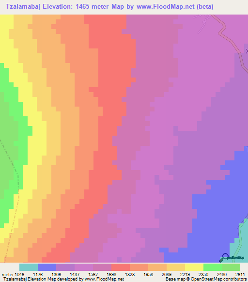 Tzalamabaj,Guatemala Elevation Map