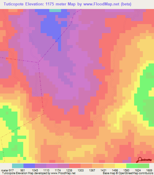 Tuticopote,Guatemala Elevation Map