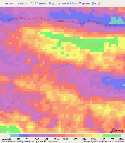 Tusam,Guatemala Elevation Map