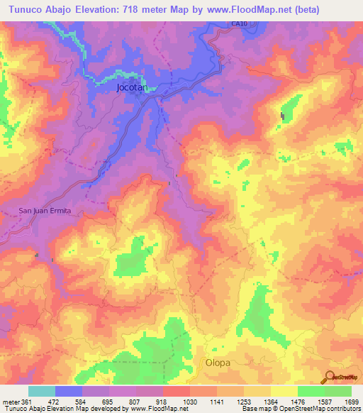 Tunuco Abajo,Guatemala Elevation Map