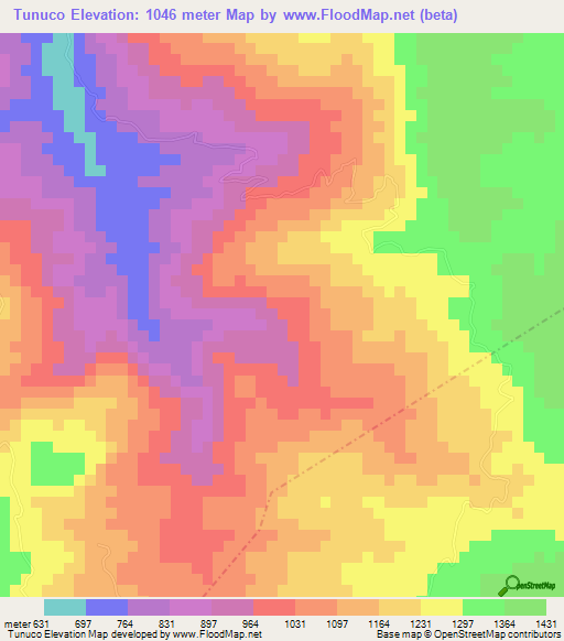 Tunuco,Guatemala Elevation Map