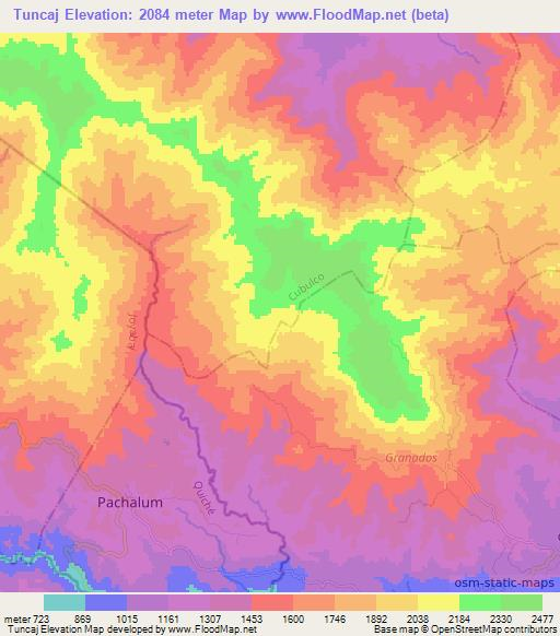 Tuncaj,Guatemala Elevation Map