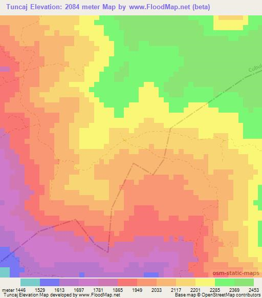 Tuncaj,Guatemala Elevation Map