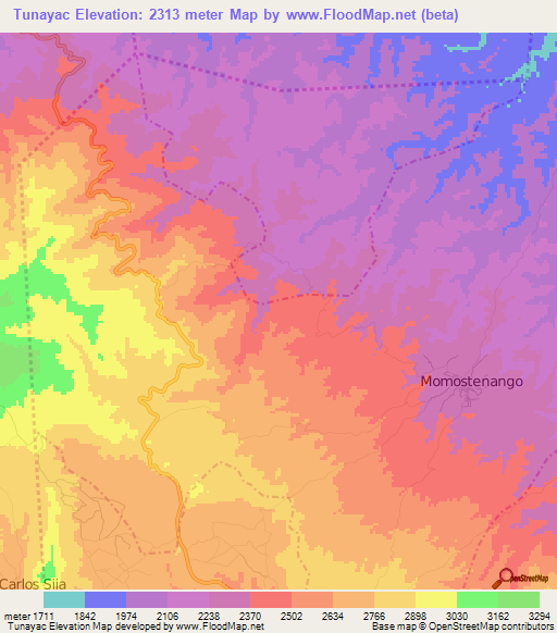 Tunayac,Guatemala Elevation Map