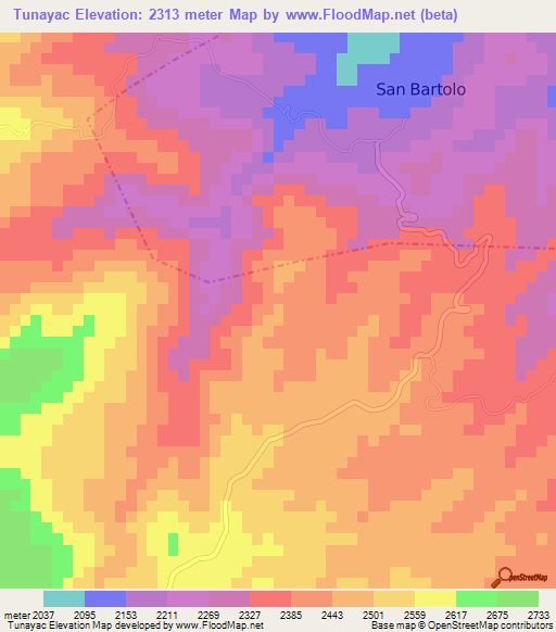 Tunayac,Guatemala Elevation Map