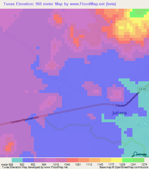 Tunas,Guatemala Elevation Map