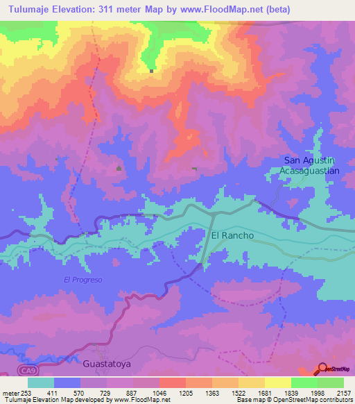 Tulumaje,Guatemala Elevation Map