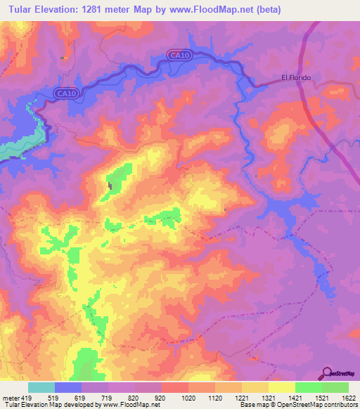 Tular,Guatemala Elevation Map