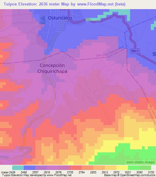 Tuipox,Guatemala Elevation Map