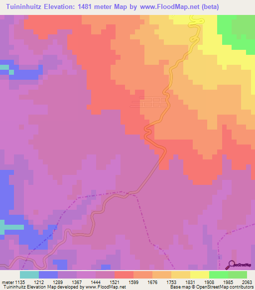 Tuininhuitz,Guatemala Elevation Map