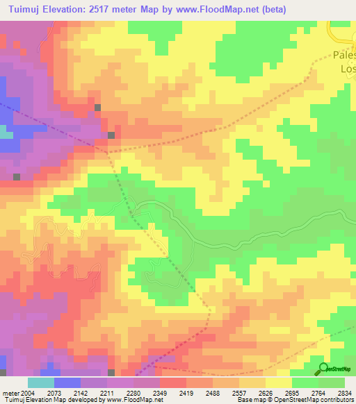 Tuimuj,Guatemala Elevation Map