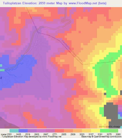 Tuiloplatzan,Guatemala Elevation Map